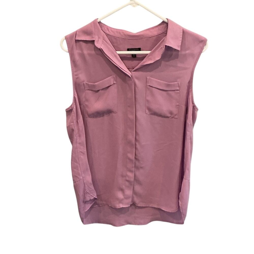 Talbots‎ Womens Lightweight Sleeveless Button Up Top LP Lavender Purple Office
